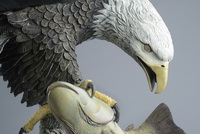 Another close up of 'The Eagle Has Landed' bronze sculpture by Miles Tucker.